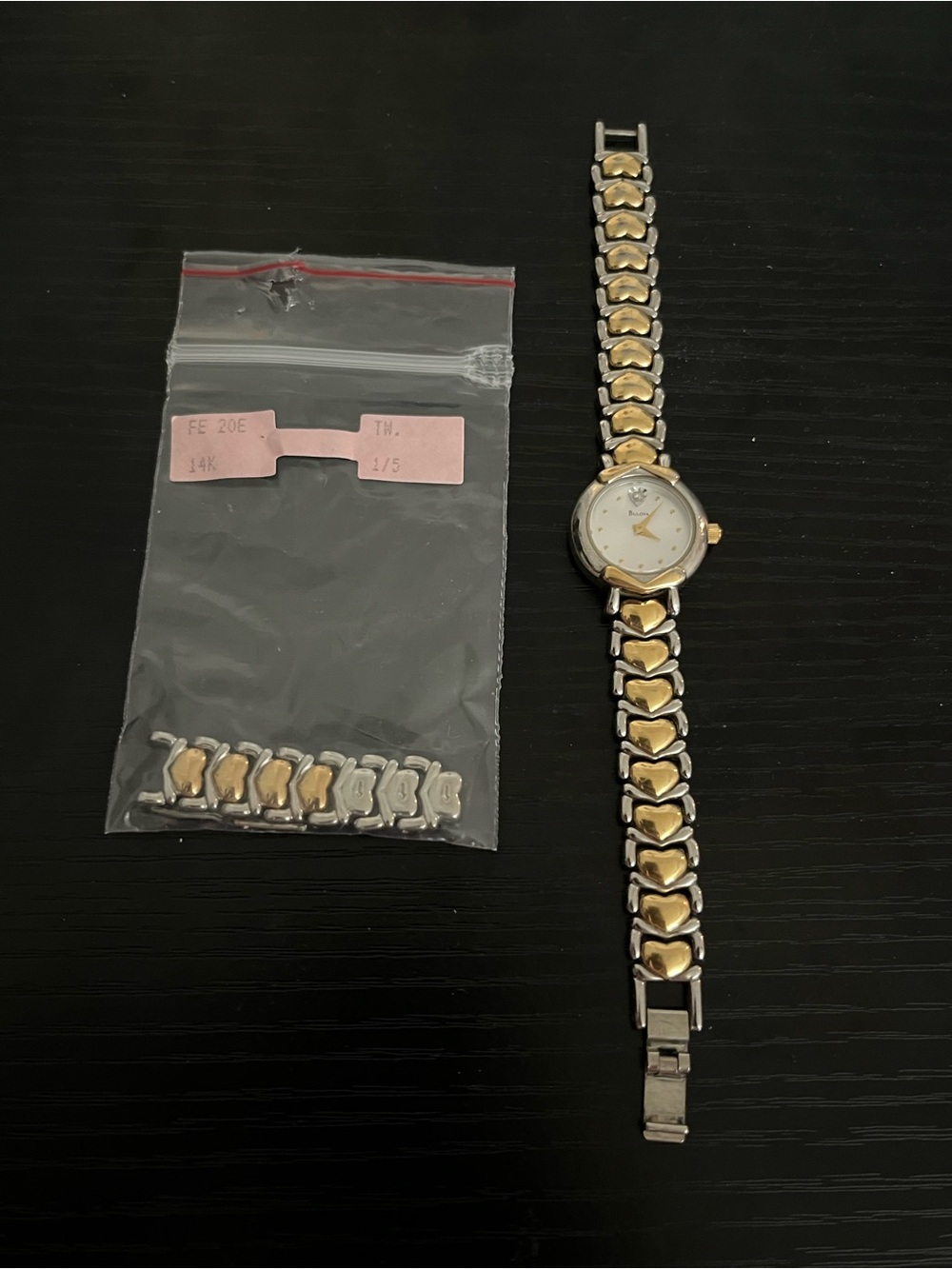 Vintage Bulova Two-Tone Heart Link Women's Watch - Gold & Silver